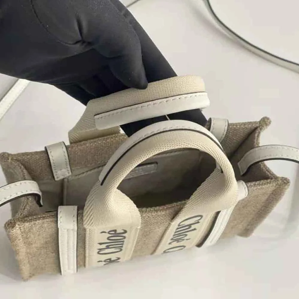 Chloe Mini Woody Tote Bag for Women in White