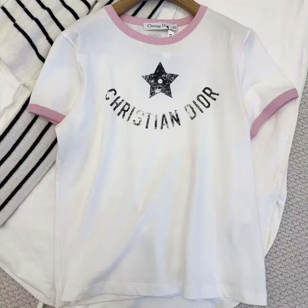 Dior Dioriviera T-Shirt Ecru and Pink Cotton Jersey for Women