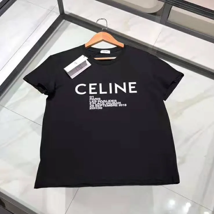 Celine Crew Neck Classic T-Shirt Celine Printed Jersey for Women in Black Celine Crew Neck Classic T-Shirt Celine Printed Jersey for Women in Black