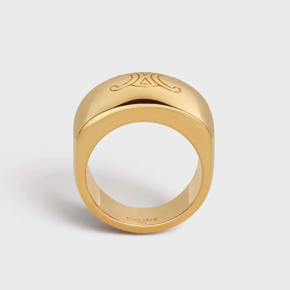 Celine Triomphe Bold Ring in Brass with Gold Finish for Women Celine Triomphe Bold Ring in Brass with Gold Finish for Women