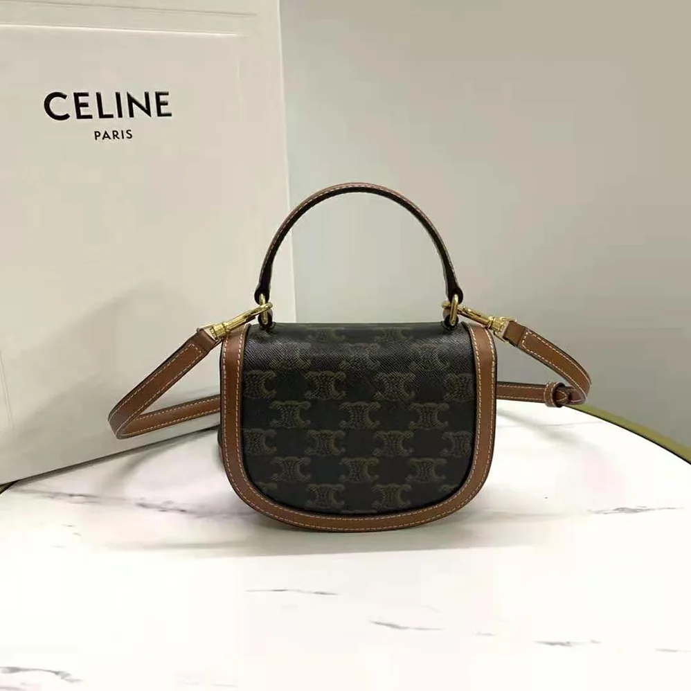 Celine Mini Besace Triomphe in Shiny Calfskin for Women in Brown Celine Mini Besace Triomphe in Shiny Calfskin for Women in Brown
