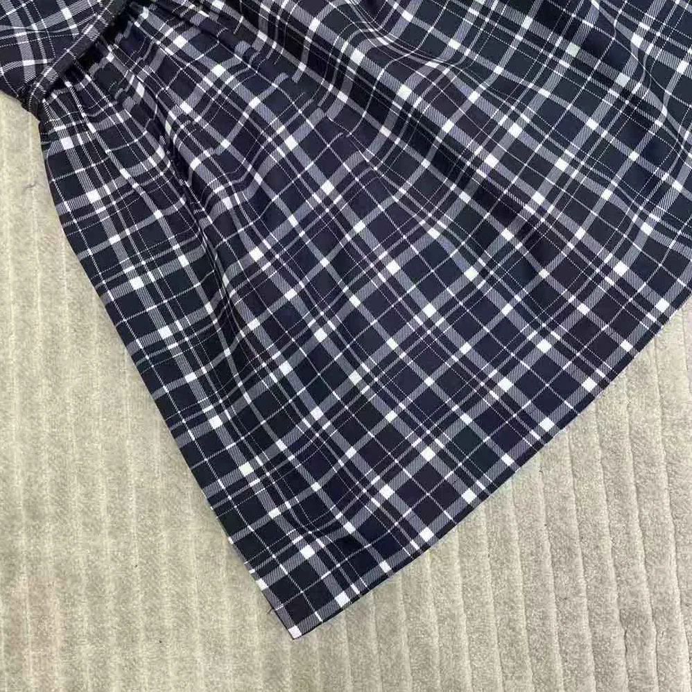 Dior Short Wrap-Over Dress Navy Blue Check'n'Dior Pop Wool Twill for Women Dior Short Wrap-Over Dress Navy Blue Check'n'Dior Pop Wool Twill for Women