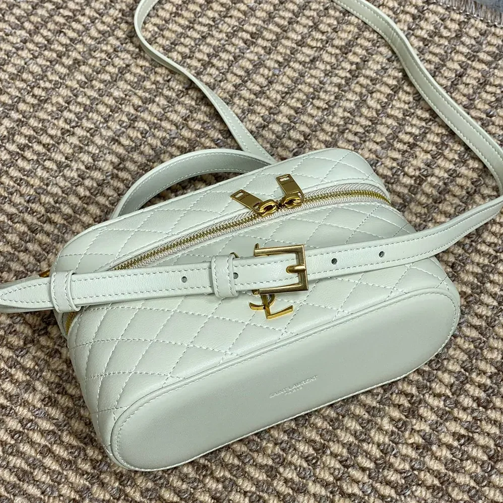 Saint Laurent YSL Gaby Vanity Bag In Lambskin for Women in White Saint Laurent YSL Gaby Vanity Bag In Lambskin for Women in White