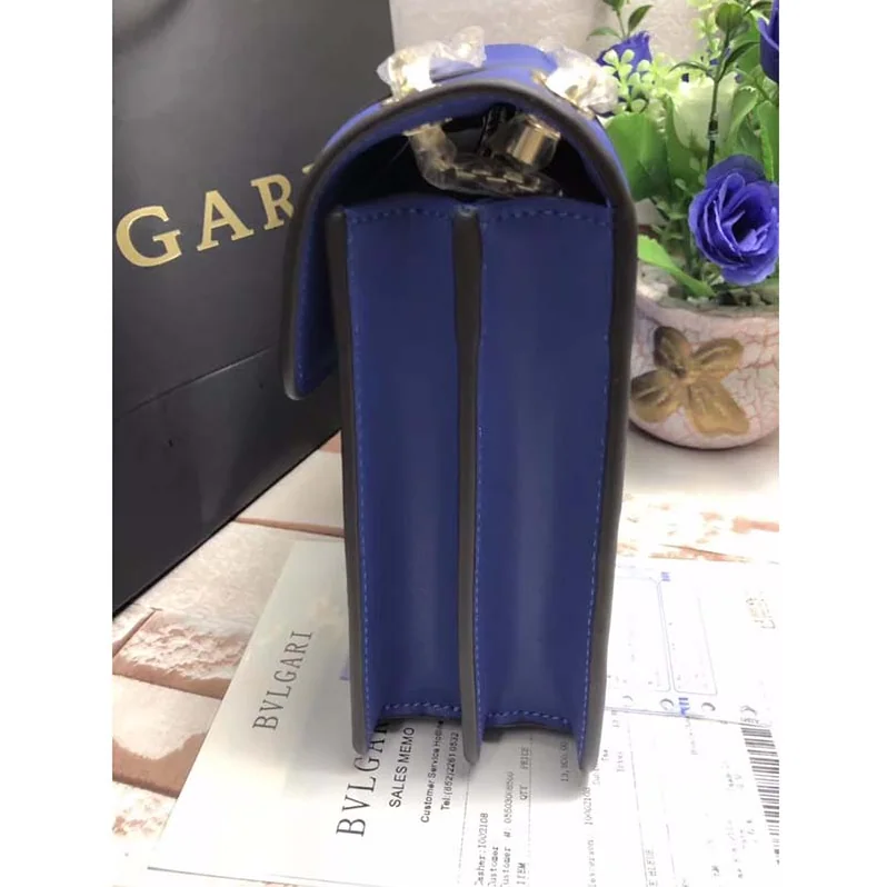 Bvlgari Serpenti Forever Medium Flap Cover Chain Bag Calfskin in Navy Bvlgari Serpenti Forever Medium Flap Cover Chain Bag Calfskin in Navy
