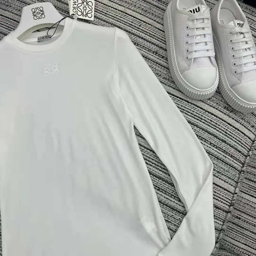 Loewe Long Sleeve Top in Modal for Women in White Loewe Long Sleeve Top in Modal for Women in White