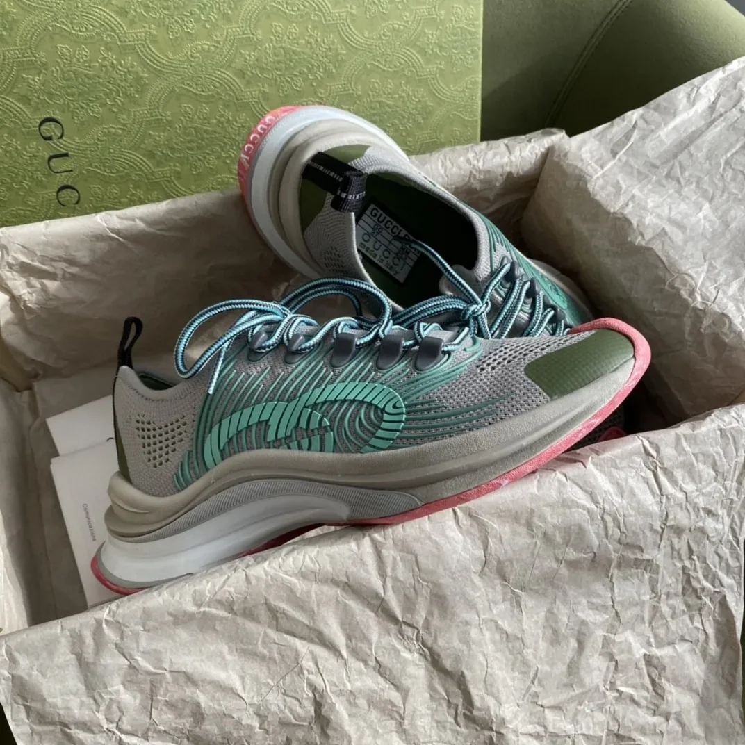 Gucci Run Sneaker Gray Orange for Men Gucci Run Sneaker Gray Orange for Men