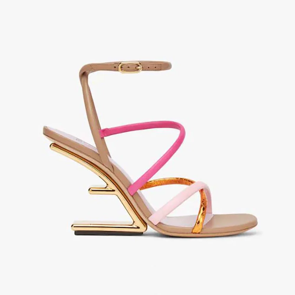 Fendi First Pink Nappa Leather High for Women in Heeled Sandals Fendi First Pink Nappa Leather High for Women in Heeled Sandals