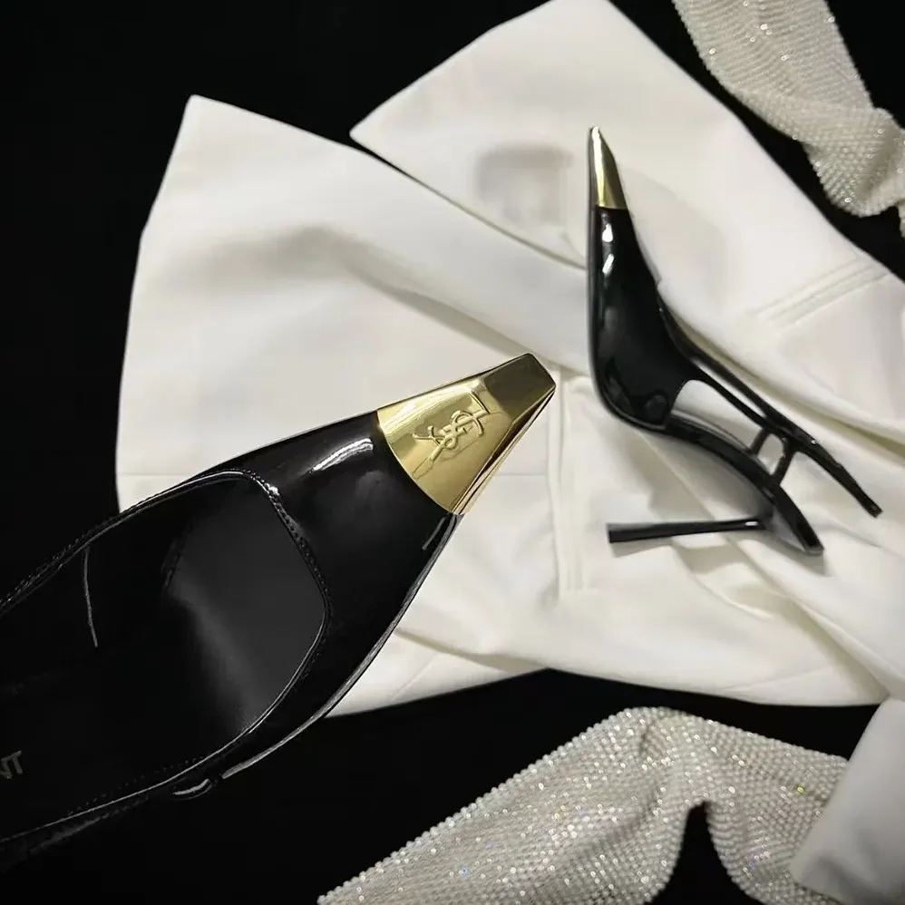 Saint Laurent YSL Jeanne Slingback Pumps In Smooth Leather for Women in Black