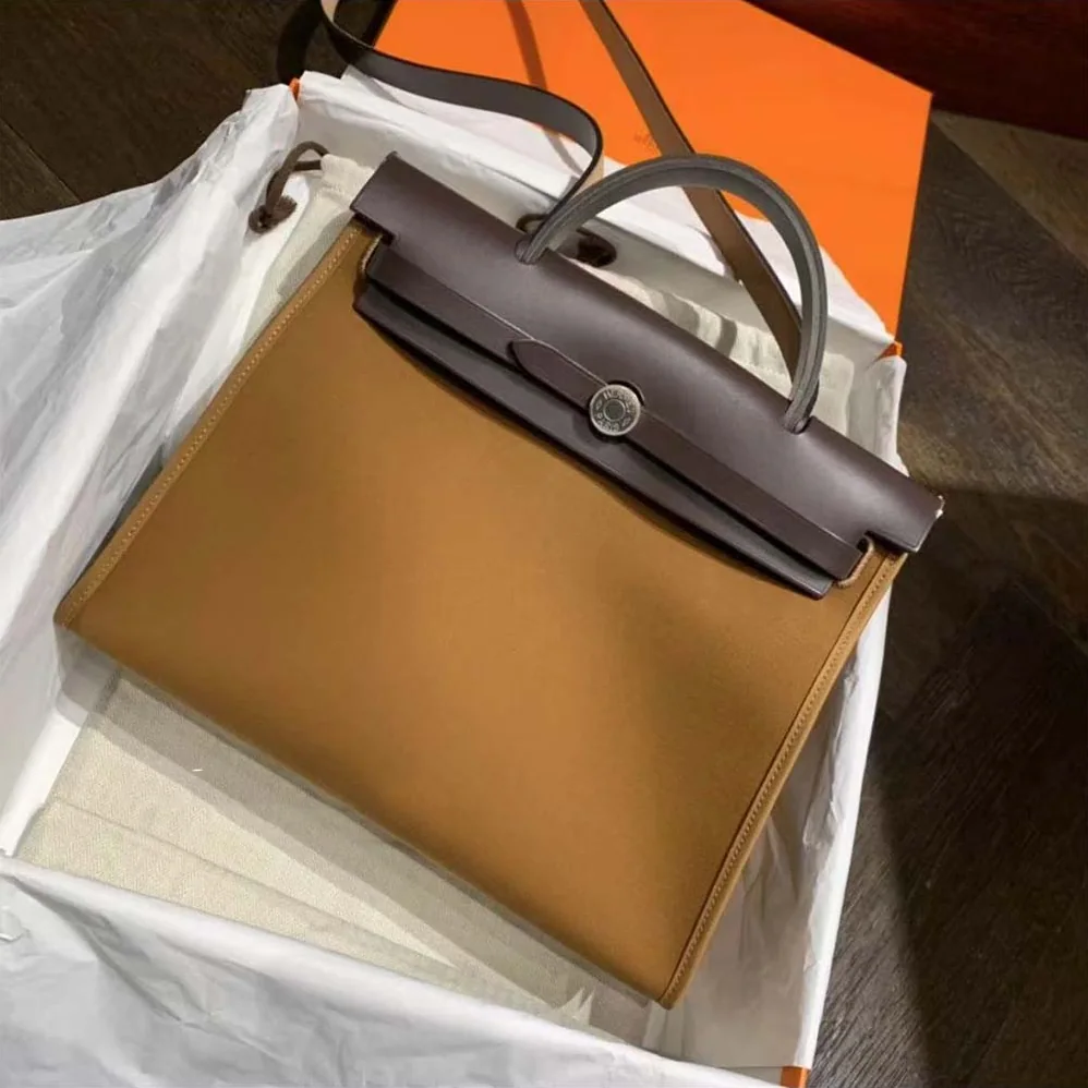 Hermes Herbag Zip 31 Bag for Women in Brown/Black Hermes Herbag Zip 31 Bag for Women in Brown/Black