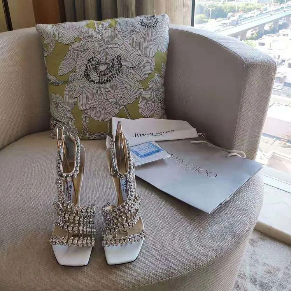 Jimmy Choo Josefine 100 Latte Nappa Sandals with Crystal Embellishment for Women Jimmy Choo Josefine 100 Latte Nappa Sandals with Crystal Embellishment for Women