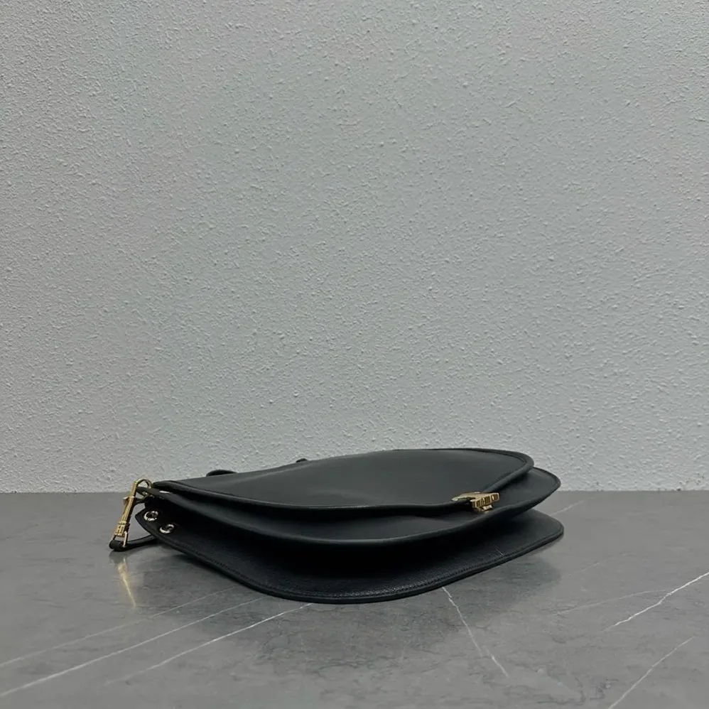 Celine Soft Triomphe Besace in Supple Shiny Lambskin for Women in Black Celine Soft Triomphe Besace in Supple Shiny Lambskin for Women in Black
