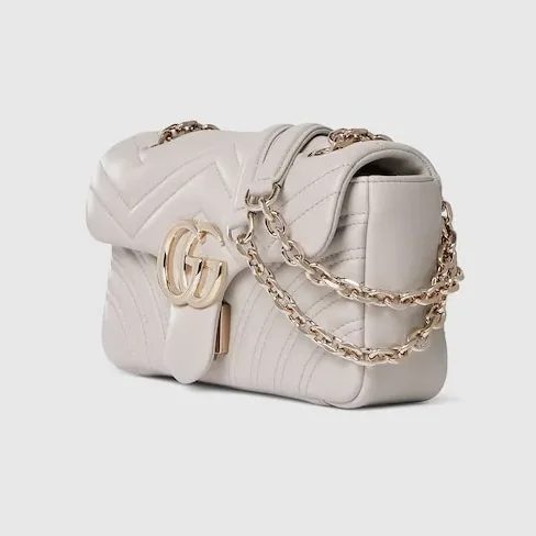 Gucci Marmont Small Shoulder Bag in Light Grey Gold Hardware Gucci Marmont Small Shoulder Bag in Light Grey Gold Hardware