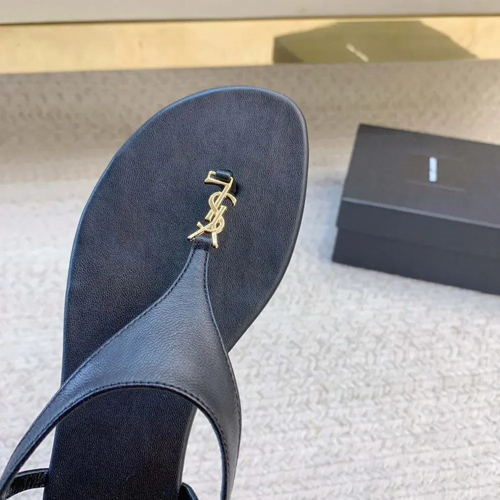 Saint Laurent YSL Cassandra Sandals in Smooth Leather for Women