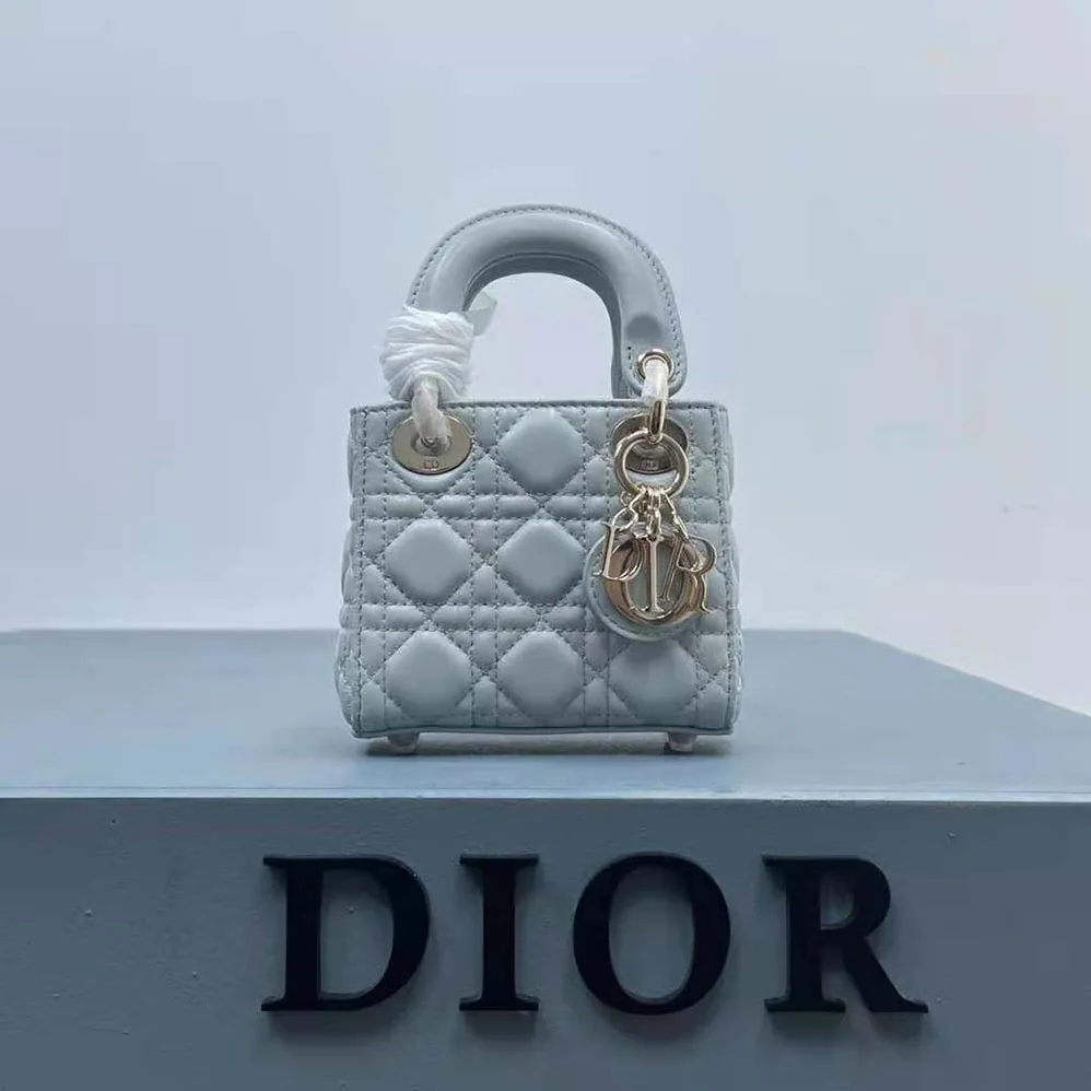 Dior Mini Lady Dior Bag Placid Blue Cannage Lambskin for Women
