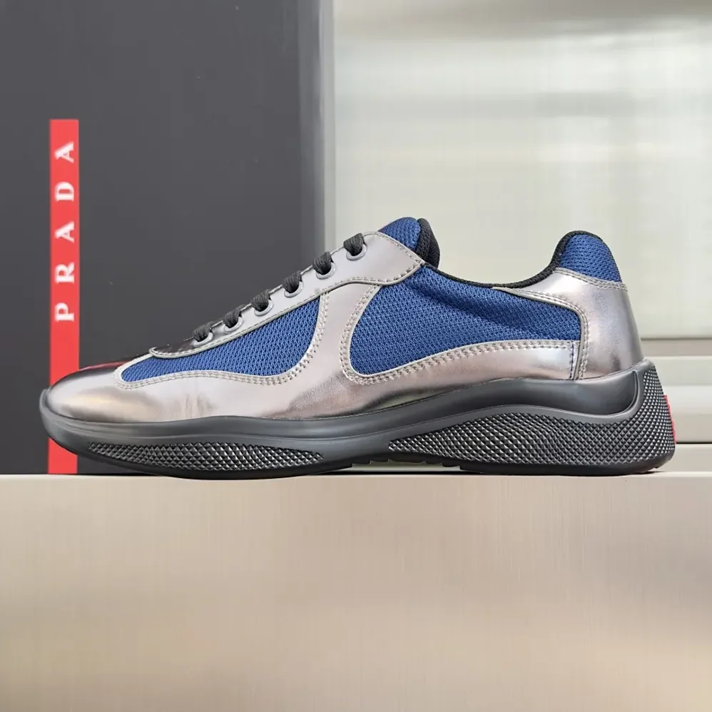 Prada Patent Leather And Technical Fabric Prada America'S Cup Sneakers for Unisex in Navy Prada Patent Leather And Technical Fabric Prada America'S Cup Sneakers for Unisex in Navy