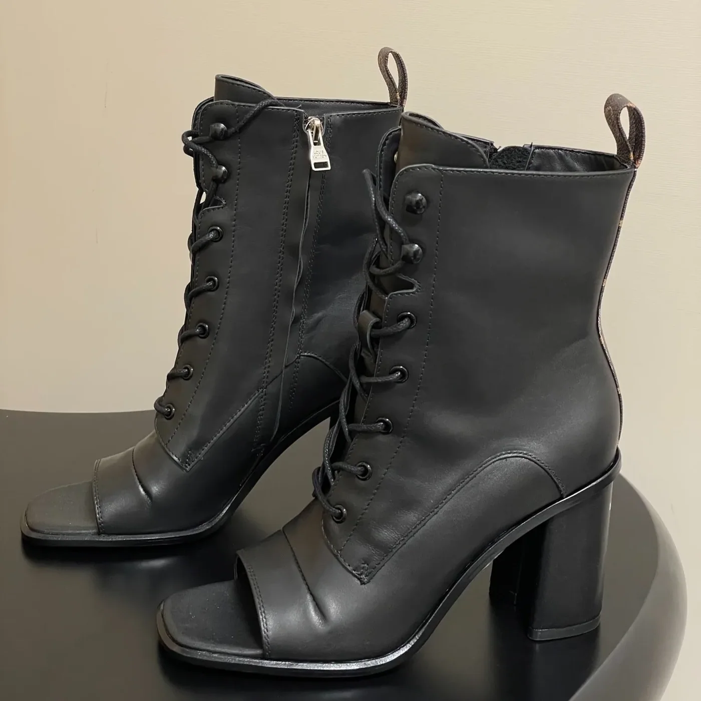 Louis Vuitton Berlin Open Toe Ankle Boots Black 1AIBRU Louis Vuitton Berlin Open Toe Ankle Boots Black 1AIBRU