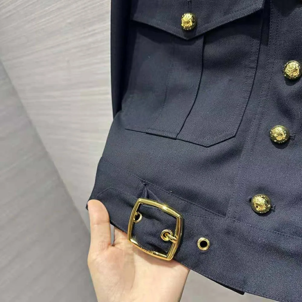 Celine Cropped Saharienne Jacket in Diagonal Wool for Women