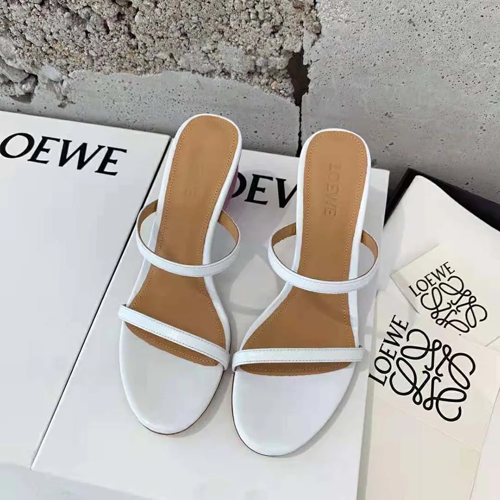 Loewe Soap Sandal in Goatskin 9cm Heel Height for Women in White