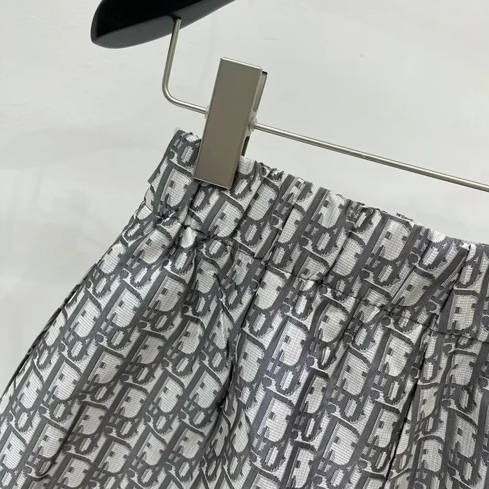 Dior Skort Gray Technical Taffeta Jacquard with Dior Oblique Motif for Women