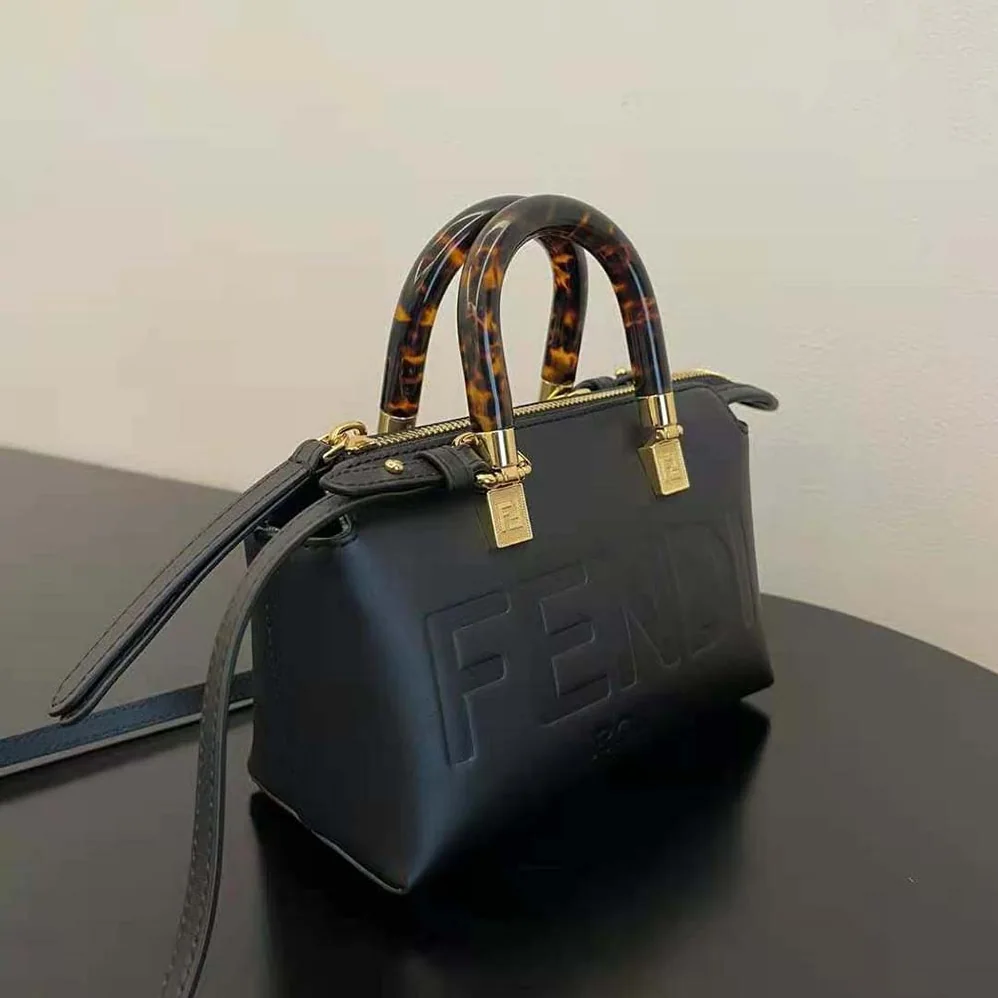 Fendi By The Way Mini Small Black Leather Boston Bag for Women