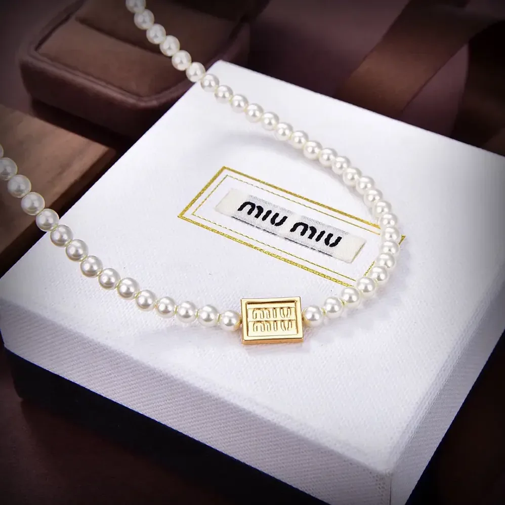 Miu Miu Metal Choker with Artificial Pearls for Women Miu Miu Metal Choker with Artificial Pearls for Women