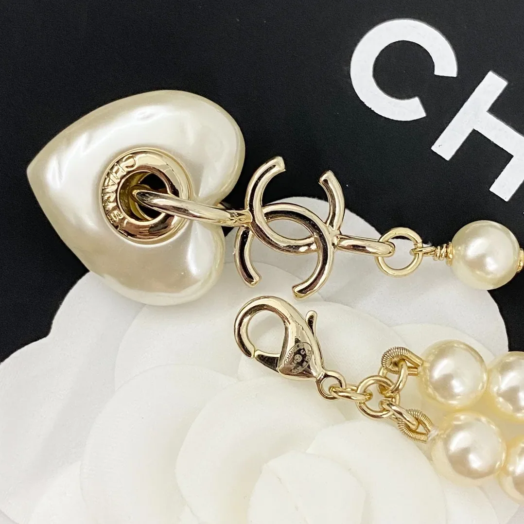 Chanel 24 Milky White Heart Shaped Pearl Waist Necklace
