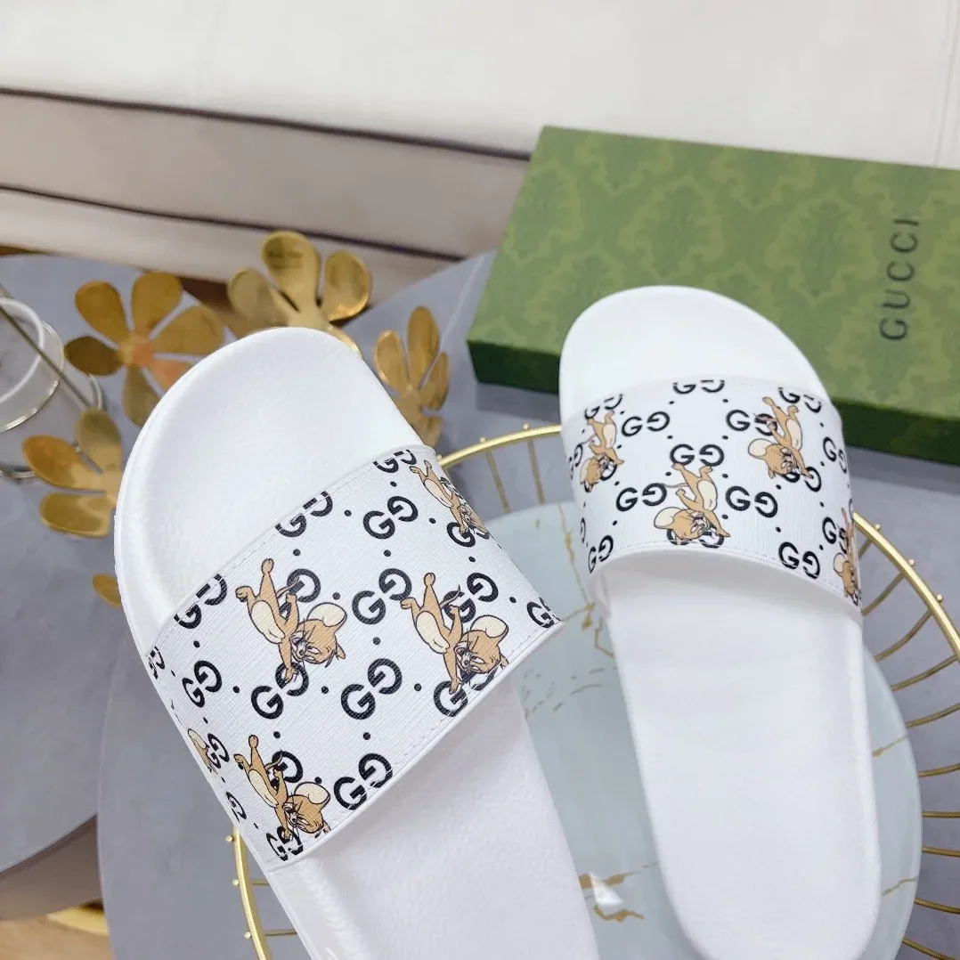 Gucci Jerry Print Slide Sandal White for Women Gucci Jerry Print Slide Sandal White for Women