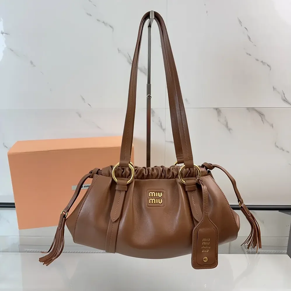 Miu Miu Joie Nappa Leather Bag for Women in Brown Miu Miu Joie Nappa Leather Bag for Women in Brown