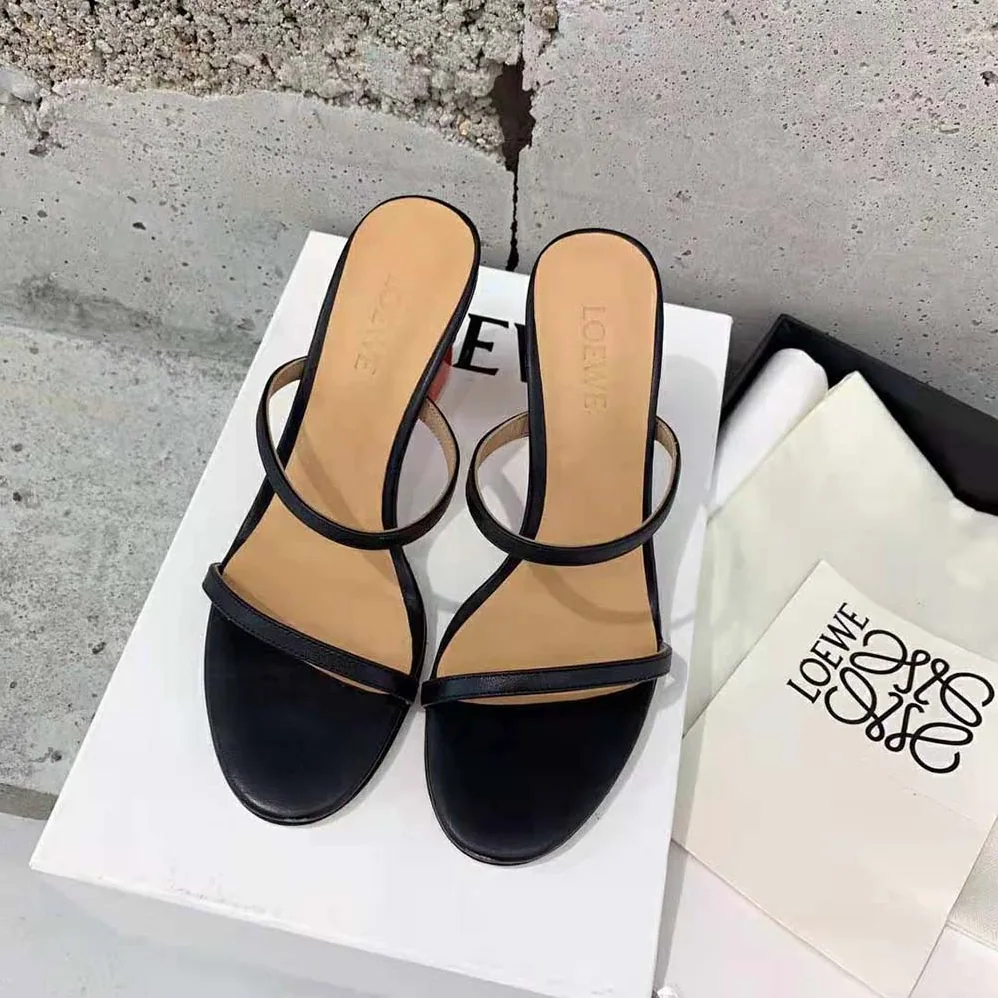 Loewe Nail Polish Sandal in Goatskin for Women in Black Loewe Nail Polish Sandal in Goatskin for Women in Black