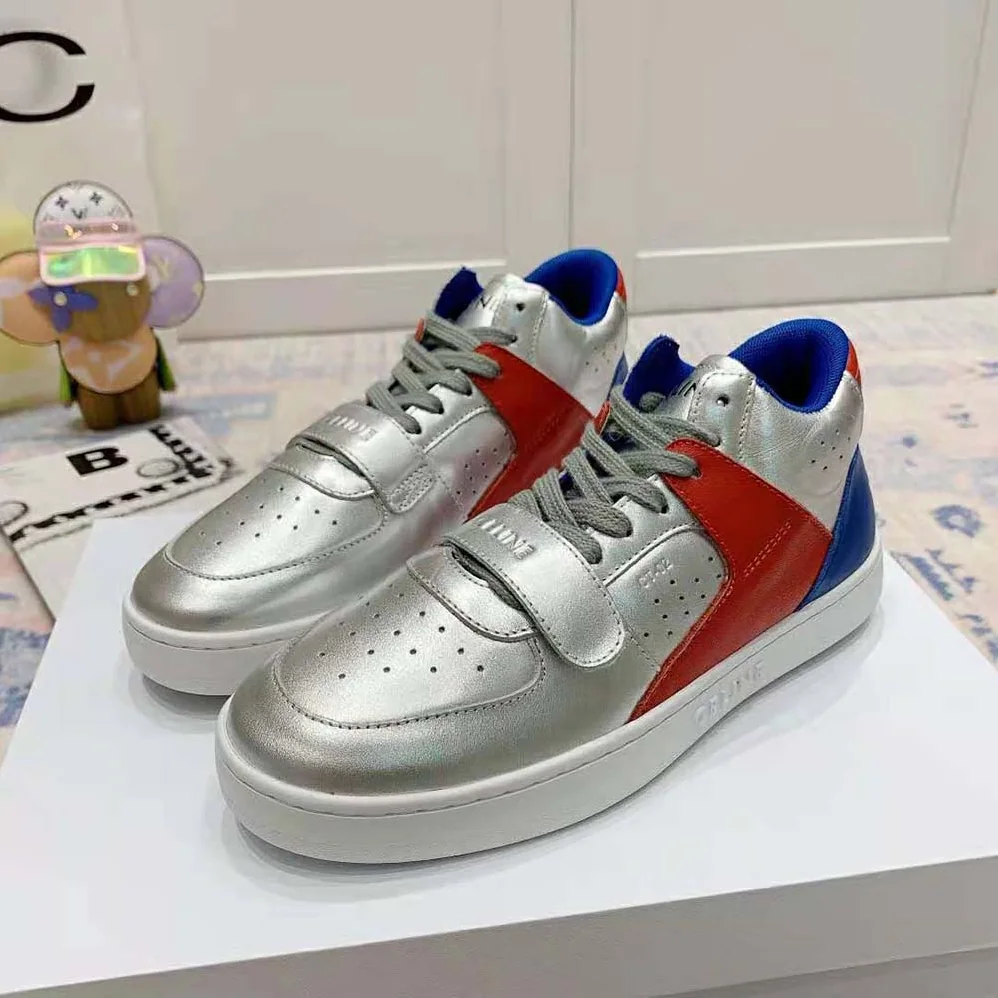 Celine CT-02 Mid Sneaker with Scratch in Metallic Calfskin and Calfskin for Men Celine CT-02 Mid Sneaker with Scratch in Metallic Calfskin and Calfskin for Men