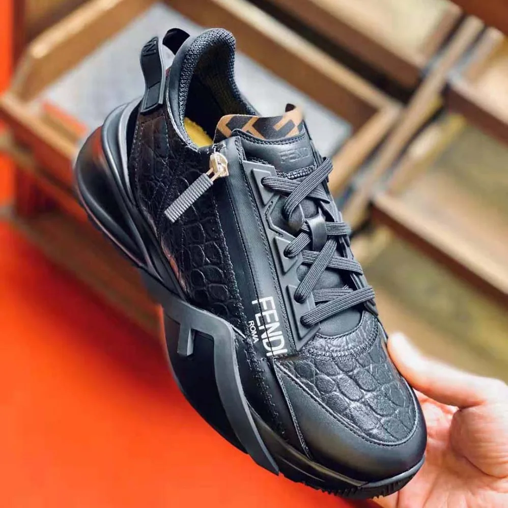 Fendi Sneakers Black Caiman Low for Women in Tops Fendi Sneakers Black Caiman Low for Women in Tops