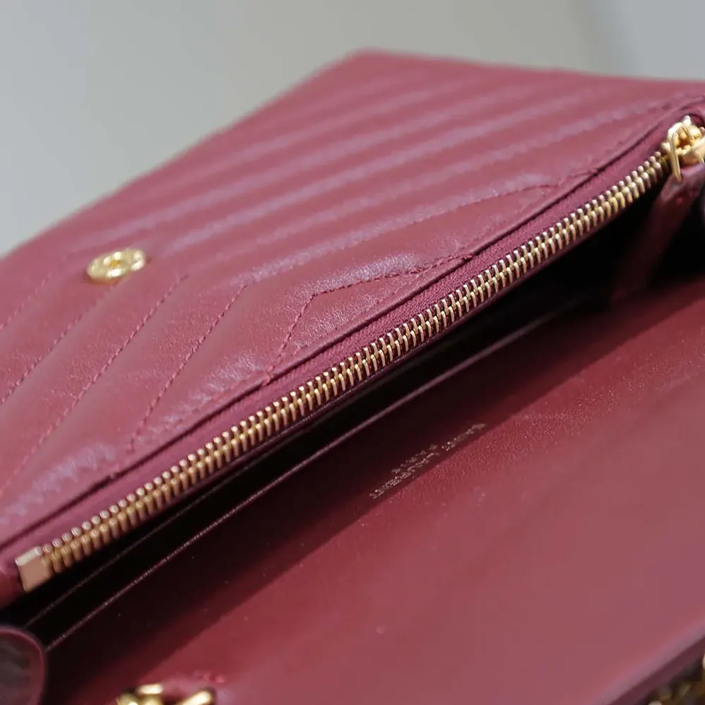 Saint Laurent YSL Cassandre Envelope Chain Wallet in Lambskin for Women