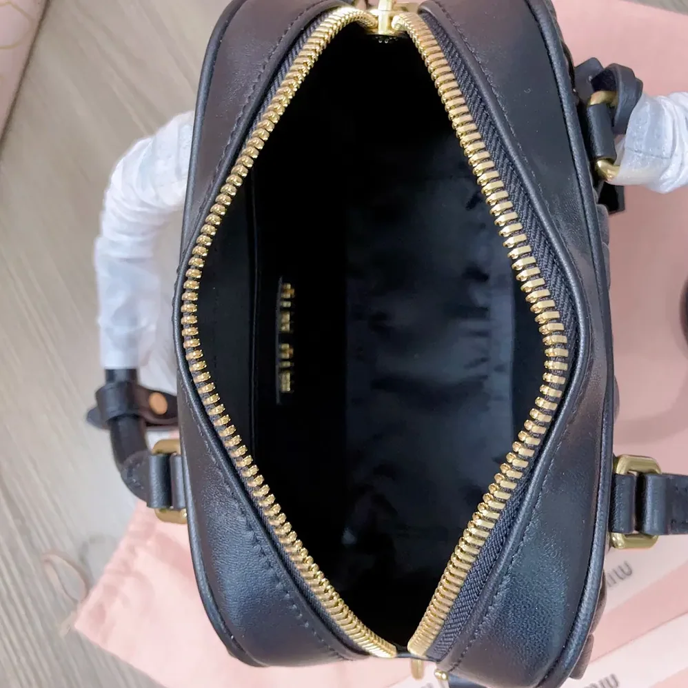 Miu Miu Arcadie Matelassé Nappa Leather Bag for Women in Black Miu Miu Arcadie Matelassé Nappa Leather Bag for Women in Black