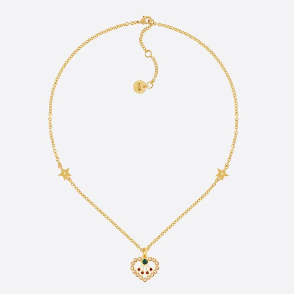 Dior in Heart Lights Necklace Gold-Finish Metal and Multicolor Crystals for Women
