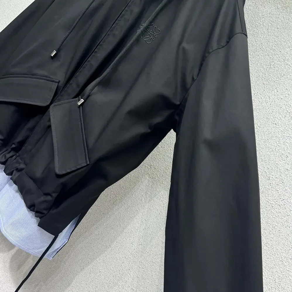 Loewe Hooded Parka in Cotton for Men in Black