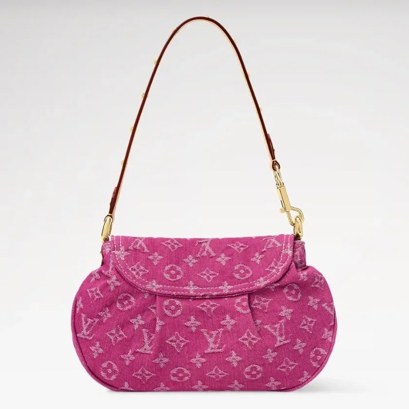 Louis Vuitton Sunset Shoulder Bag in Fuchsia Denim Gold Hardware