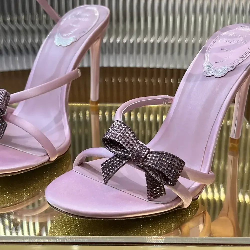 Rene Caovilla Cleo Mauve Sandal with Bows 105 for Women Rene Caovilla Cleo Mauve Sandal with Bows 105 for Women