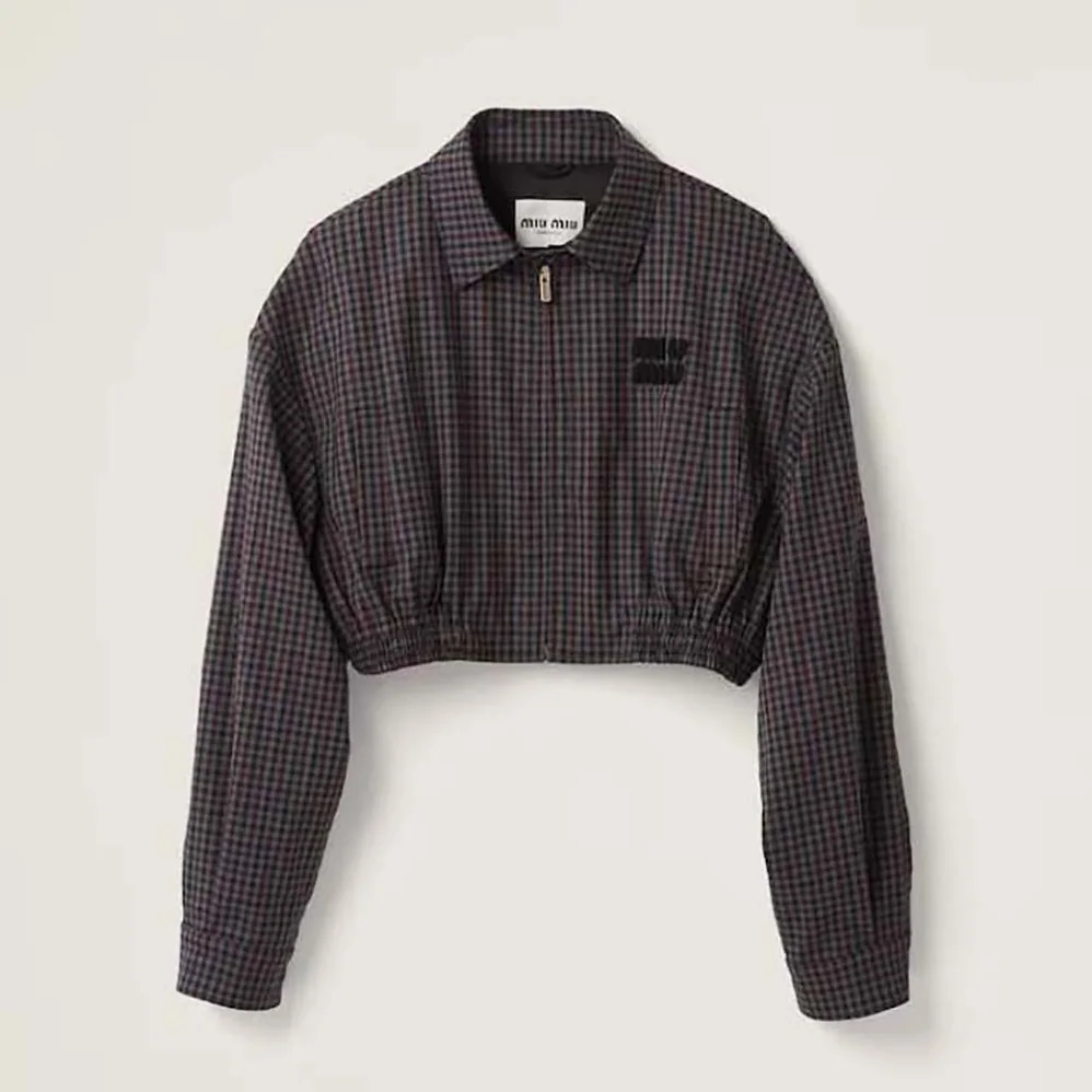 Miu Miu Gingham Check Blouson Jacket for Women