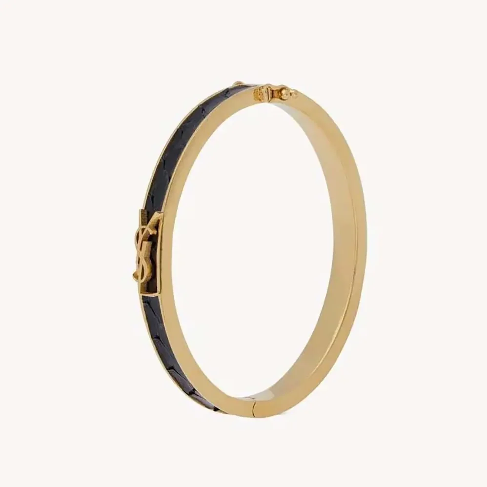 Saint Laurent YSL Cassandre Bracelet in Python and Metal for Women Saint Laurent YSL Cassandre Bracelet in Python and Metal for Women