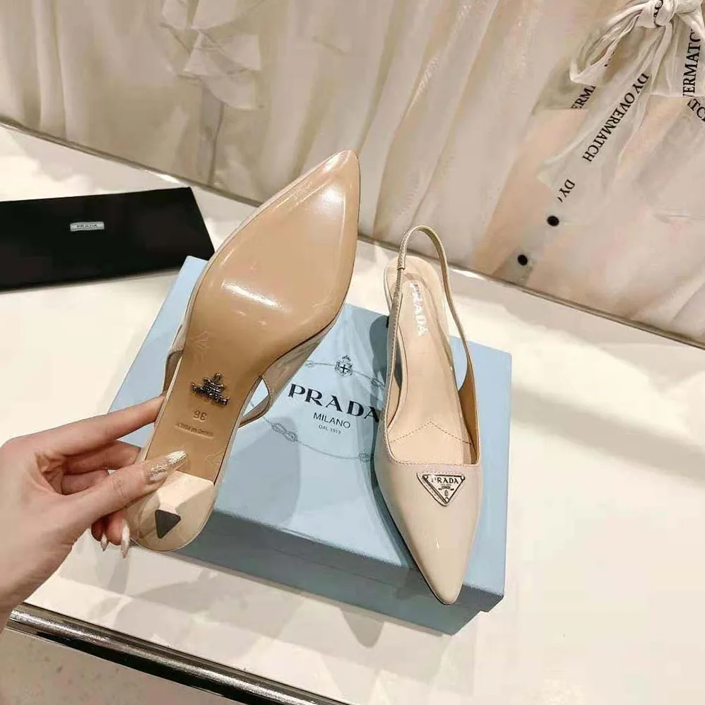 Prada Patent-Leather Slingback Pumps for Women in White