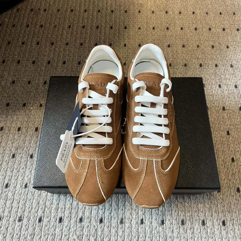 Prada Suede Sneakers with Leather Inserts for Unisex