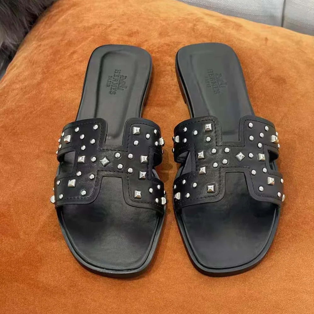 Hermes Oran Sandal in Calfskin Black for Women Hermes Oran Sandal in Calfskin Black for Women