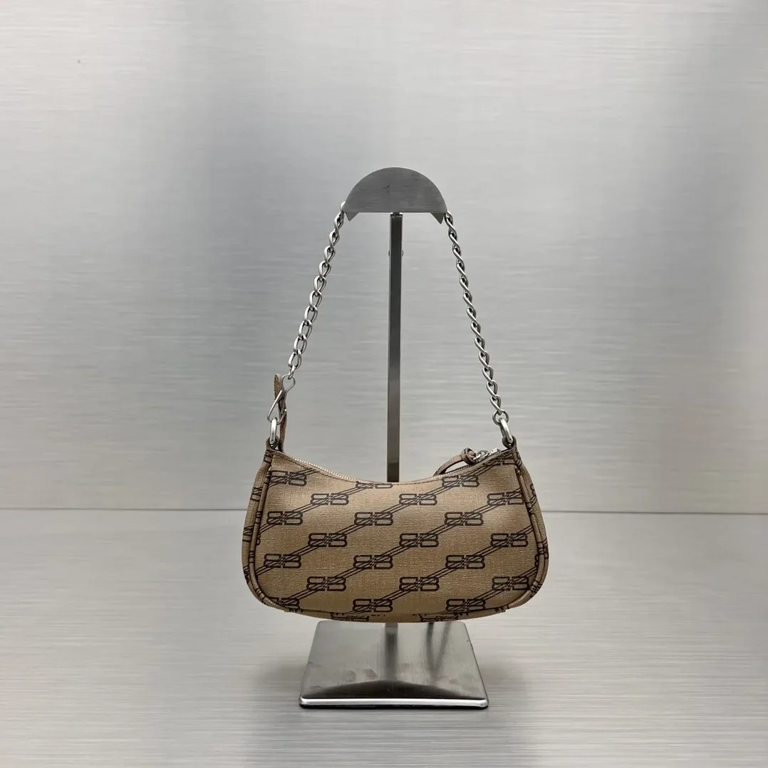 Balenciaga Le Cagole Mini Bag With Chain Bb Monogram Coated Canvas In Beige /