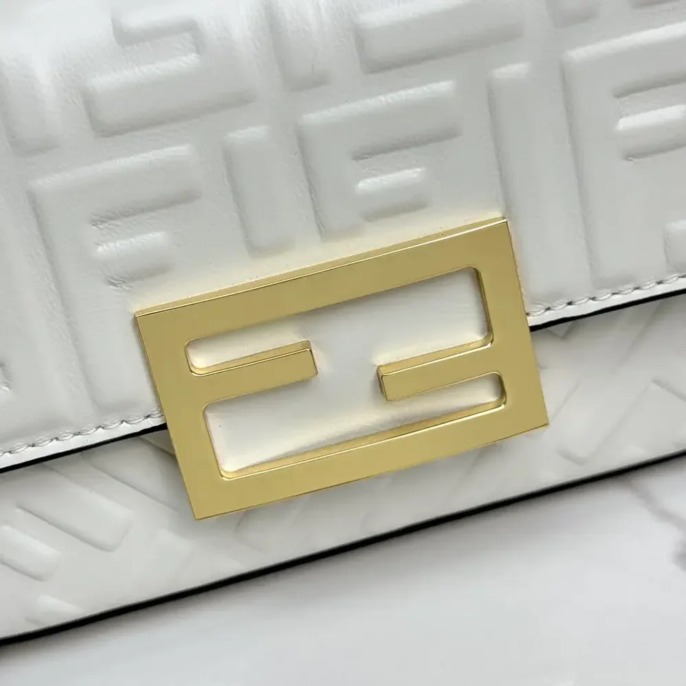 Fendi Baguette Phone Pouch White Nappa Leather Pouch for Women
