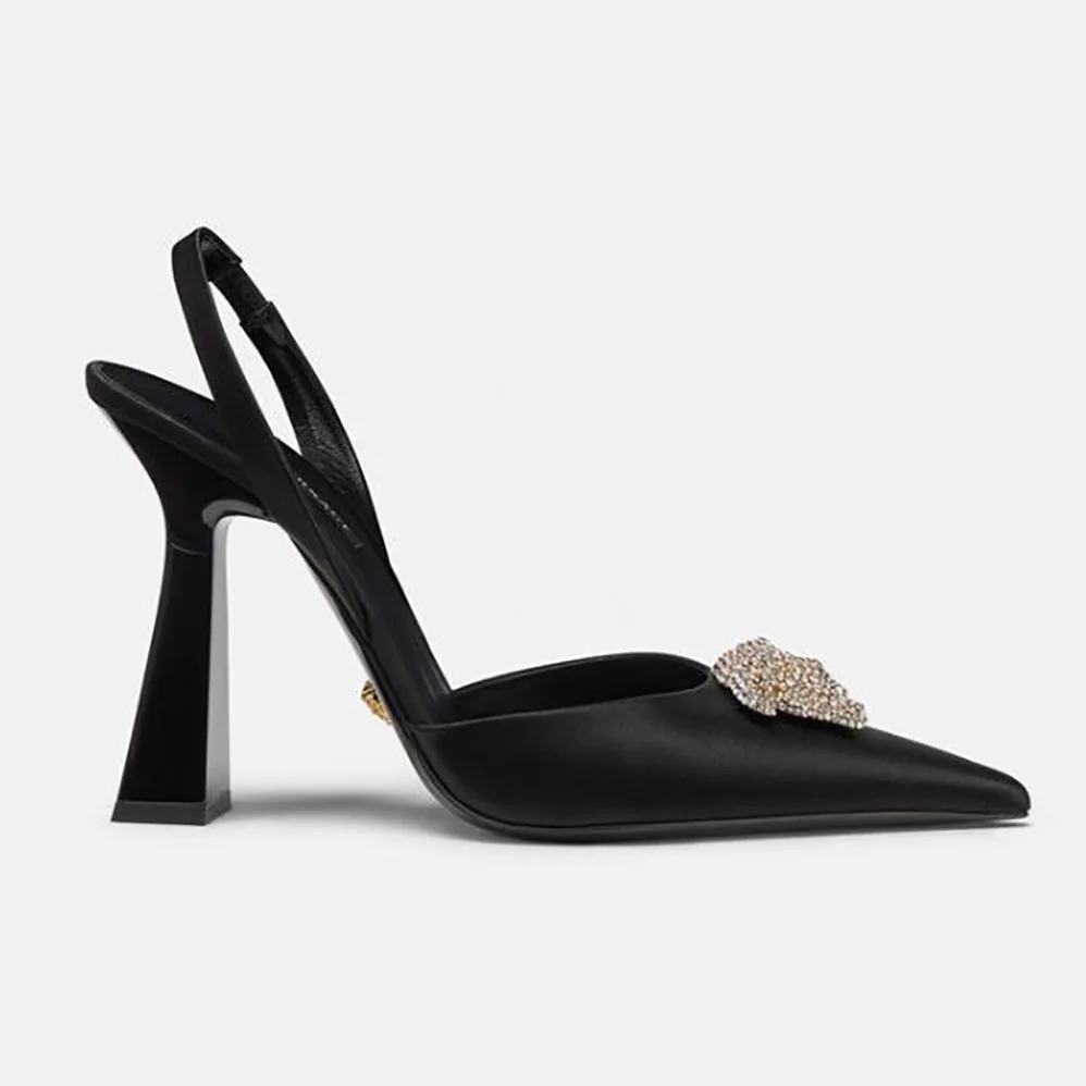 Versace LA Medusa Satin Sling-Back Pumps in 10.5cm Heel Hight for Women Versace LA Medusa Satin Sling-Back Pumps in 10.5cm Heel Hight for Women