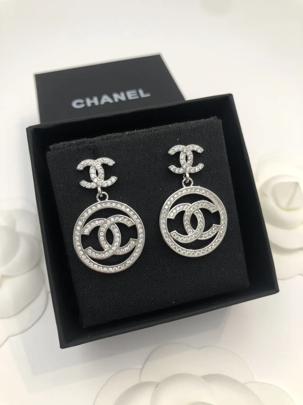 Chanel Round Double C Earrings Silver Chanel Round Double C Earrings Silver