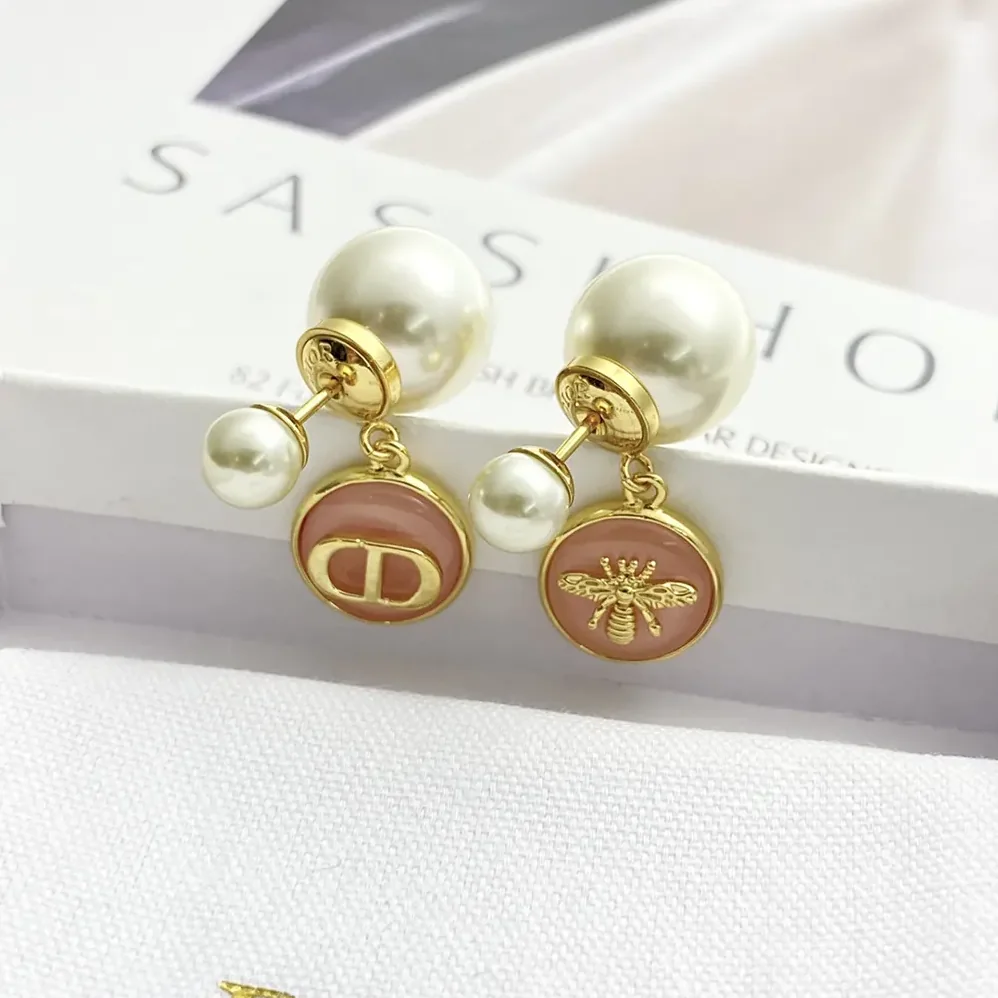 Dior Tribales Earrings Gold-Finish Metal with Hydrangea Pink Transparent Resin for Women Dior Tribales Earrings Gold-Finish Metal with Hydrangea Pink Transparent Resin for Women