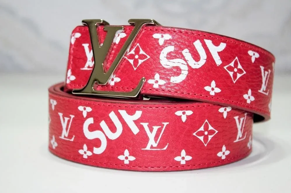 Red Monogram Leather Belt