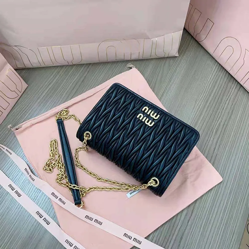 Miu Miu Matelassé Nappa Leather Mini-bag for Women in Black Miu Miu Matelassé Nappa Leather Mini-bag for Women in Black