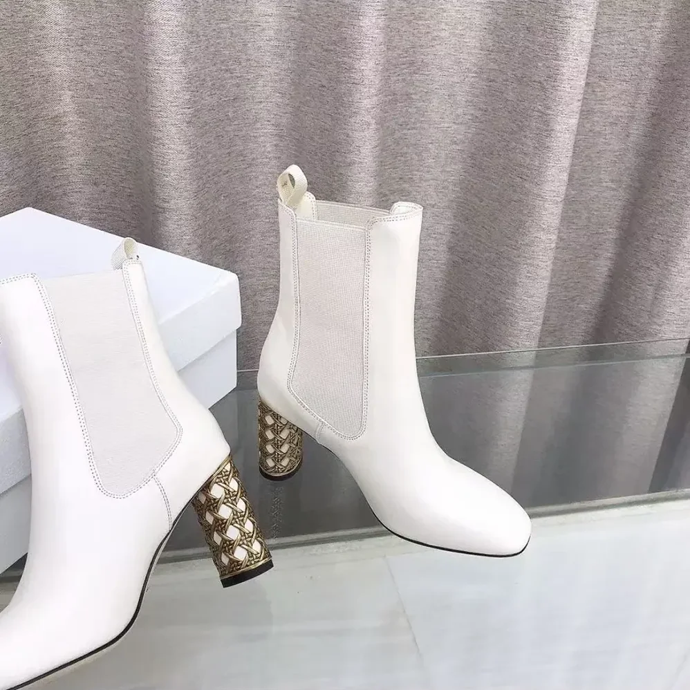 Dior Icon Heeled Ankle Boot White Calfskin for Women Dior Icon Heeled Ankle Boot White Calfskin for Women